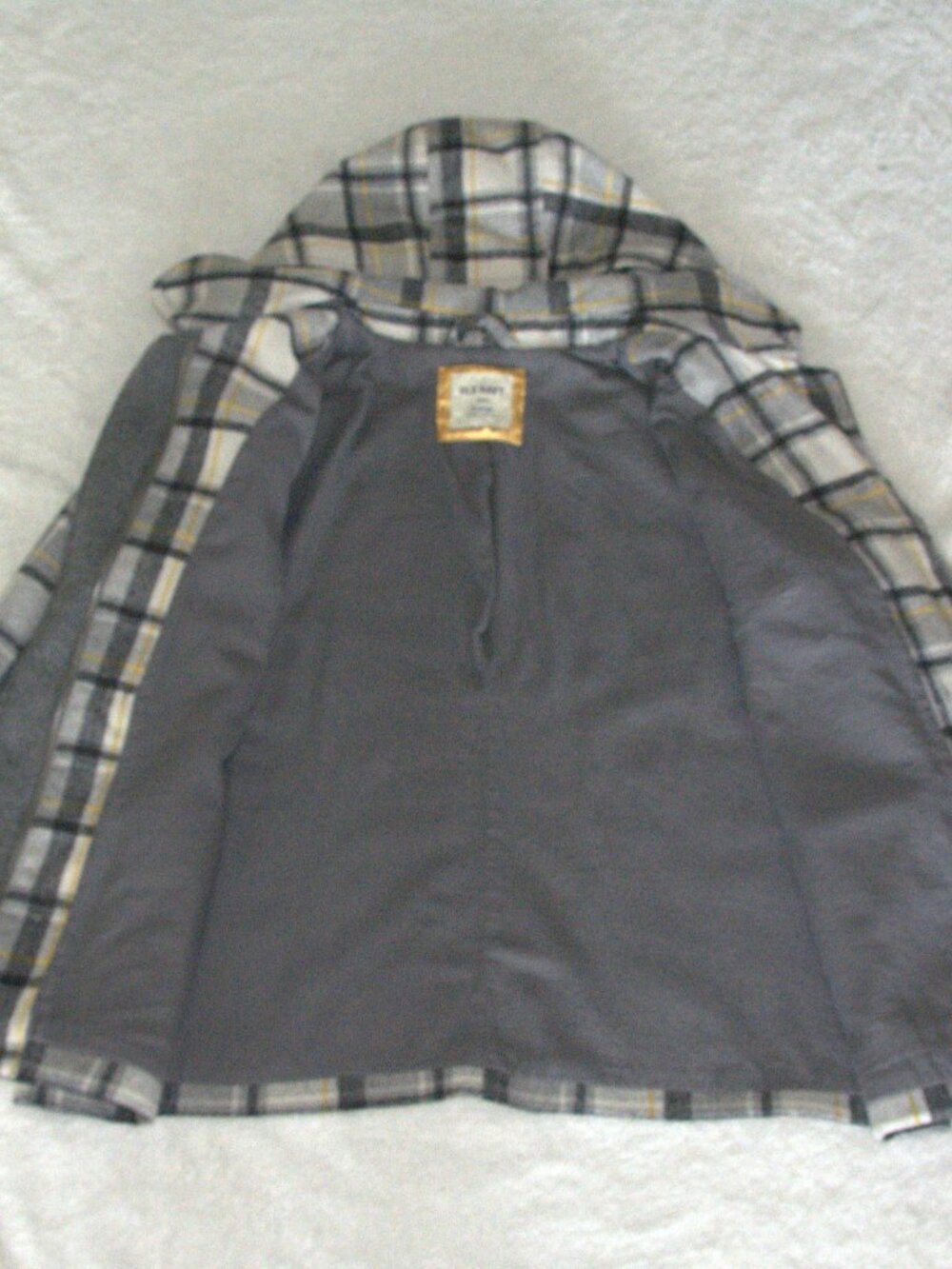 Old Navy Hooded Plaid Toggle Duffle Wool Coat size Large - Picture 7 of 10